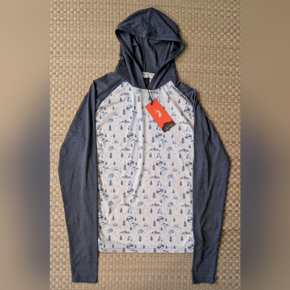 NWT Jack + Sage Mountainside Featherlight Hoodie Blue Moon Print Women's Size XS